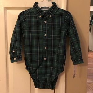 Carter’s long sleeve button down onesie - NWT